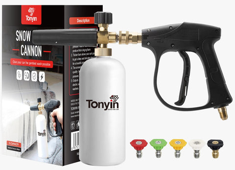 TONYIN SNOW FOAM CANNON (WITH SPRAY GUN AND PRESSURE WASHER NOZZLES)