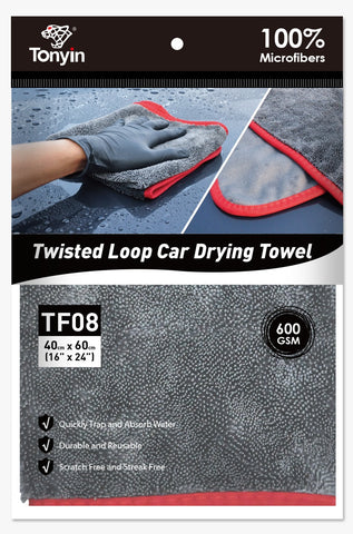 TONYIN TWISTED LOOP CAR DRYING TOWEL (40x60cm 600gsm)